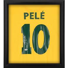 Sports Fan Products Pele Brazil National Team Autographed Yellow Jersey Shadowbox