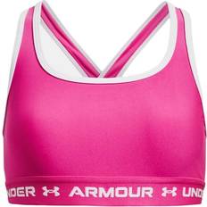 XL Tops Under Armour Mädchen Crossback Mid-Impact Solid Sport-BH, Rebel Pink/Weiß
