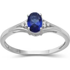 Jewelexcess Sterling Silver Lab-Created Sapphire & Diamond Accent Ring, Women's, 6, White