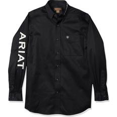 Black - Men Shirts Ariat Men's Team Logo Twill Classic Fit Shirt - Black/White