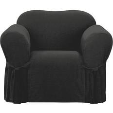 Textiles Sure Fit Farmhouse Armchair Basketweave Loose Sofa Cover Black