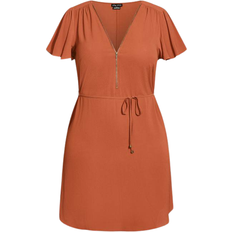 City Chic Sweet Fling Dress - Cinnamon