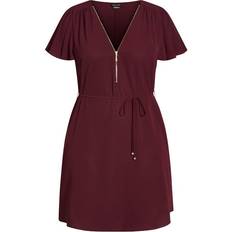 City Chic Sweet Fling Dress - Garnet