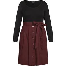 City Chic Uptown Dress - Oxblood