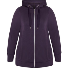 Avenue XXL Sweaters Avenue Eyelet Hoodie Jacket Plus Size - Eggplant