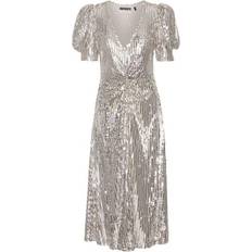 Midi dress with slit ROTATE Birger Christensen Sequin Midi Slit Dress - Silver