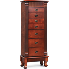 Costway Cabinet Jewellery Storage Chest Armoire - Brown