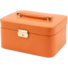 Orange Jewelry Storage Bey-Berk Lizard Debossed Jewellery Box - Orange