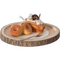 Wood round kitchen table Vintiquewise Natural Wooden Bark Serving Tray 14"