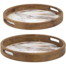 Wood round kitchen table A&B Home of 2 Marble Print,Decorative Serving Tray
