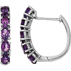 Harmony Hinged Hoop Earrings - Silver/Amethyst