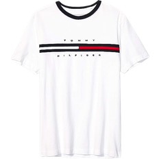 Tommy Hilfiger Men's Embroidered Flag Stripe Logo T-shirt - Optic White