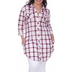 White Mark Piper Stretchy Plaid Tunic Top Plus Size - Red/White