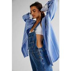 Blue - Women Jumpsuits & Overalls Free People Ziggy Cotton Denim Overalls Sapphire Blue Sapphire Blue