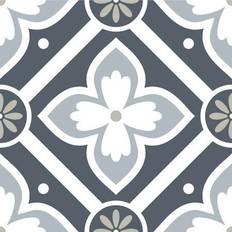 RoomMates Dublin Slate Floral Peel And Stick Floor Tile