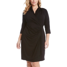 Karen Kane Cascade Wrap Dress Plus Size - Black