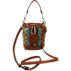 Coach Mini Dempsey Bucket Bag In Signature Jacquard With Stripe - Khaki/Multi