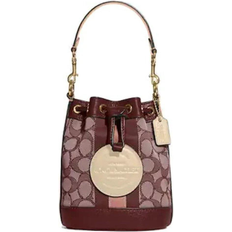 Coach Mini Dempsey Bucket Bag In Signature Jacquard With Stripe - Wine Multi