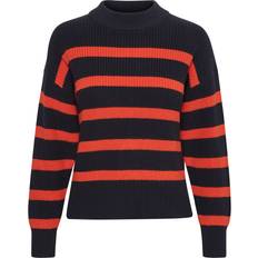 Part Two Reta Navy Jumper With Orange Stripe