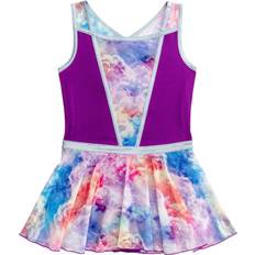 Purple Skirts Children's Clothing Rainbeau Moves Girls 4-16 Print Skirted Leotard, Girl's, Medium, Purple
