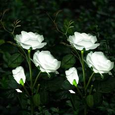 Anordsem Solar Flowers White Rose Ground Lighting 30" 2