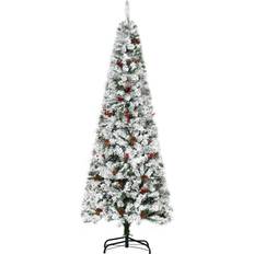 Flocked pencil christmas tree Homcom 6ft Pencil Snow Flocked Artificial Christmas Tree