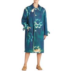 Turquoise - Women Coats Maison Margiela Printed Cotton Canvas Midi Coat Multicolor