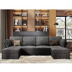 VanAcc Sectional Couch Grey Sofa 107" 6 Seater