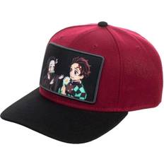 Caps on sale BioWorld Demon Slayer Sublimated Patch Pre-Curved Snapback Hat red