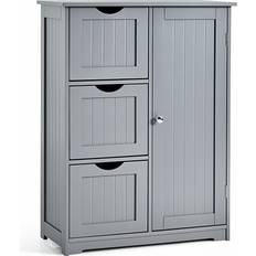 Doors Storage Cabinets Costway 3 Drawers & 1 Cupboard Grey Storage Cabinet 24x32"