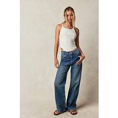 High waist jeans for women Free People Women's Tinsley High-Rise Jeans Hazey Blue Hazey Blue