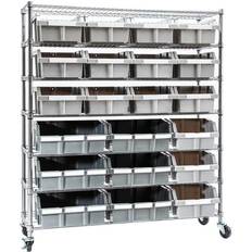 Seville Classics 7-Tier Extra-Large Commercial 21 Bin NSF-Certified Rack Silver