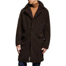 Men - XXL Coats Men's Faux-Shearling Topcoat DK CHOCOLATE