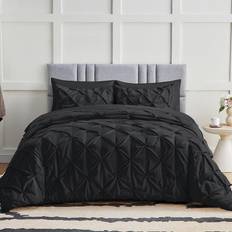 CozyLux Pinch Pleat Bed Linen Black (259.1x228.6)