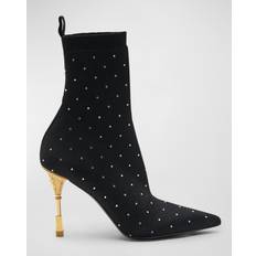 Moneta monogram mesh over-the-knee boots in black - Balmain