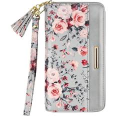 Coco Rossi Card Holder Organizer Wallet - Grey Flowers