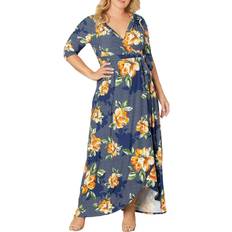 Kiyonna Meadow Dream Wrap Maxi Dress Plus Size - Amber Blossoms