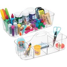 Plastic basket with handle mDesign Plastic Divided Craft Organizer Caddy Tote Bin