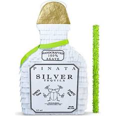 White tequila bottle pinata with stick -17"x10" perfect for adults party deco