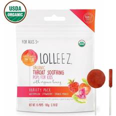 Lolleez Children's Organic Throat Soothing Pops Watermelon, Strawberry, & Mango