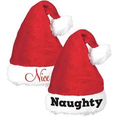 Amscan Naughty and Nice Santa Hats for Adults Red/White