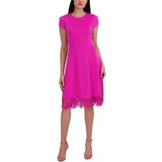 Donna Ricco Lace Trim A-Line Dress - Fuchsia