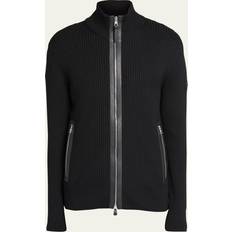 XXL Cardigans Moncler Wool and leather-trimmed cardigan black