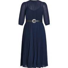 City Chic Love Pleat Dress Plus Size - Navy