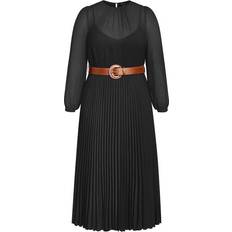 City Chic Love Pleat Dress Plus Size - Black