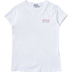 GOLDEN GOOSE Girl's Embelished Logo-Print T-shirt - White/Pink