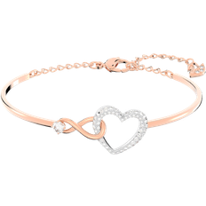 Swarovski Infinity Heart Bangle Bracelet - Rose Gold/Silver/Transparent