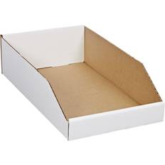 Global Industrial Open Top Corrugated Bin Boxes, 10"Wx18"Dx4-1/2"H, White Pkg Qty 25