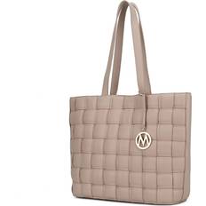 MKF Collection Rowan Woven Vegan Leather Women's Tote Bag by Mia K taupe