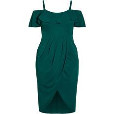 City Chic Flirtation Dress Plus Size - Emerald